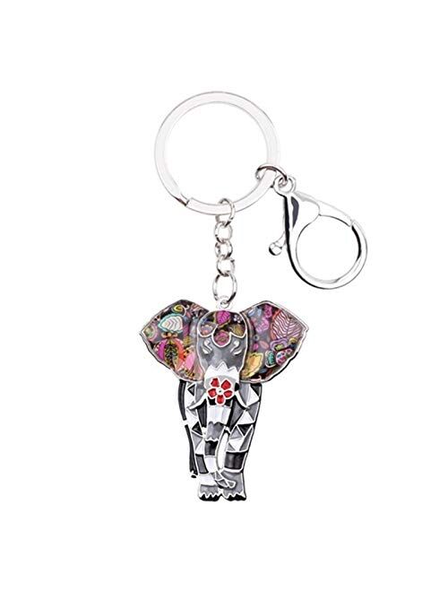 Keychain Enamel Alloy Jungle Animal Elephant Key Chain Key Ring for Women Bag Handbag Charm Jewelry Keychain Girl Accessories (Color : Blue)