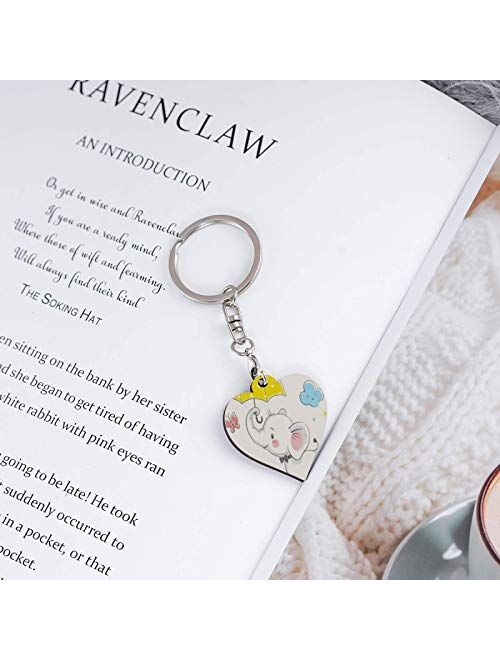 Keychain Love Heart Shaped Cute Elephant Metal Car Key Chain Rings For Women Girls