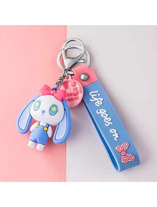 JZYZSNLB Keychain PVC Cartoon Girl Doll Metal Keychain Pink Blue Purple Blue Hair Pendant Bag Car Key Ring Jewelry Lanyard Accessory Girl Kid Gift (Color : B Green)