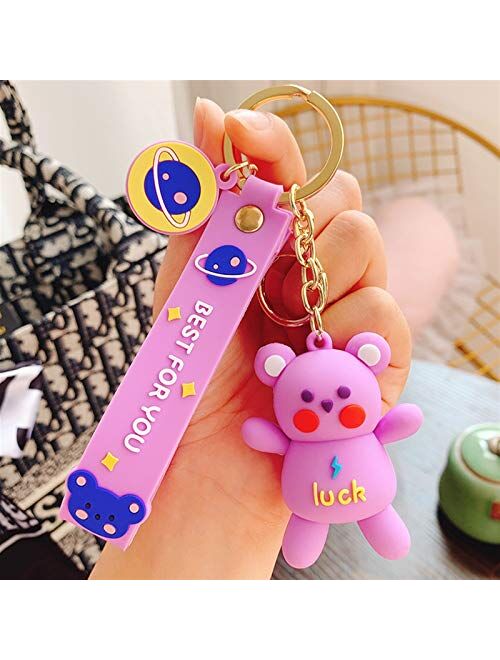 JZYZSNLB Keychain Creative Cartoon Keychain Cute Doll Car Keychain Women Couples Backpack Pendant Keyring Ornaments Gifts (Color : Purple)