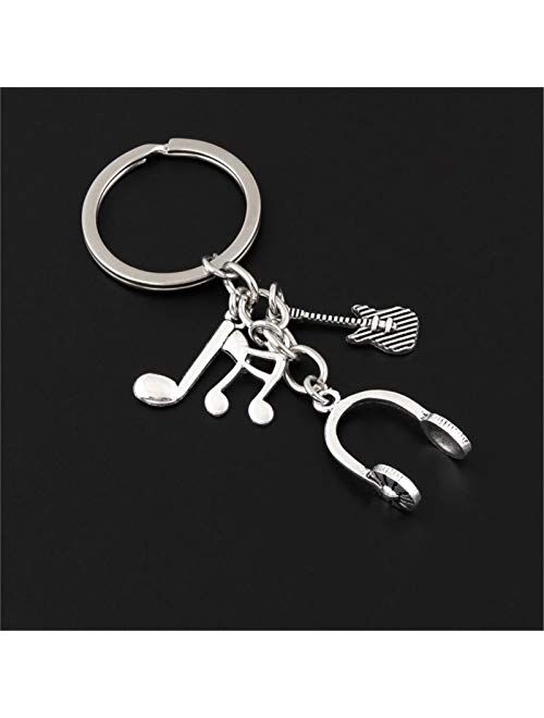 JZYZSNLB Keychain 1Pc Music DJ Headset Keychain Guitar Musical Note Keyring Gifts for Men Women Gift Jewelry DIY Supplies (Color : E2581)