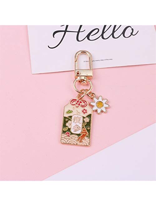 JZYZSNLB Keychain Keychain Portable Lucky Fortune Ornament Women Metal Car Bag Trinkets (Color : Blue Bless)