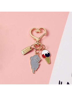 JZYZSNLB Keychain Cute Cartoon Summer Sweet Heart Metal Keychain Key Chains Ring Car Bag Pendent Charm Accessories (Color : Black)