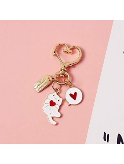 JZYZSNLB Keychain Cute Cartoon Summer Sweet Heart Metal Keychain Key Chains Ring Car Bag Pendent Charm Accessories (Color : Black)