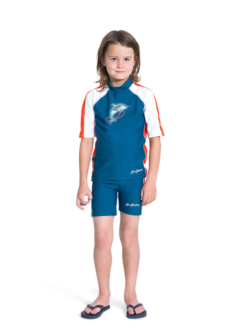 SunBusters Boys S/S Rash Guard(UPF 50+), Tangelo, 11/12 yrs