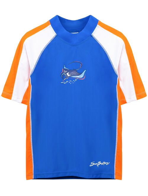 SunBusters Boys S/S Rash Guard(UPF 50+), Tangelo, 11/12 yrs