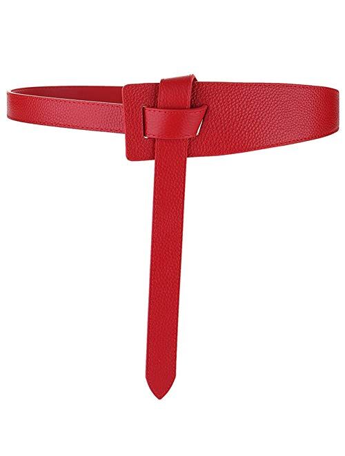 ALAIX Women's Leather Belt Dress Belt for Jeans Jumpsuit Coat Fashion Tie a Knot Genuine Leather Waist Belt