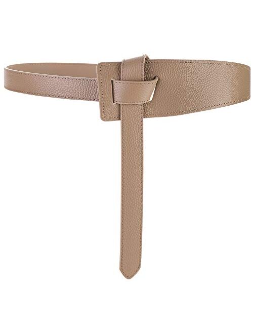 ALAIX Women's Leather Belt Dress Belt for Jeans Jumpsuit Coat Fashion Tie a Knot Genuine Leather Waist Belt