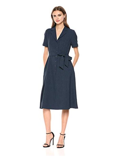 Anne Klein Women's Notch Collar Belted Shirt Dress