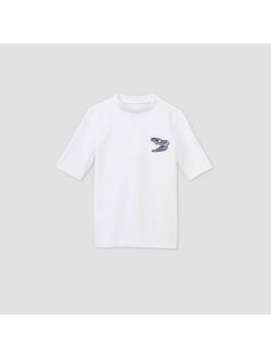 Boys' Short Sleeve Dino Chest Rash Guard Swim Shirt - Cat & Jack True White