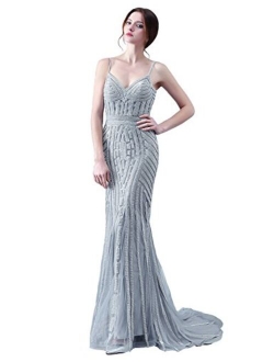 Sarahbridal Womens Tulle Mermaid Sequin Evening Dress Formal Prom Gowns Long