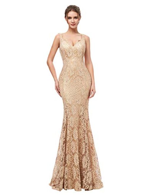 Sarahbridal Womens Tulle Mermaid Sequin Evening Dress Formal Prom Gowns Long