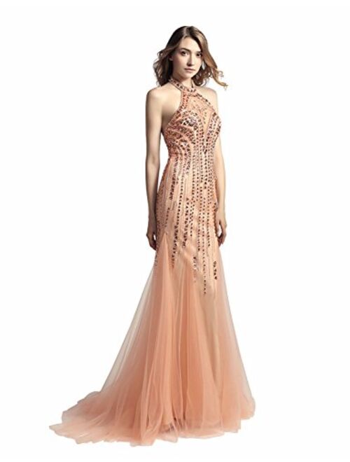 Sarahbridal Womens Tulle Mermaid Sequin Evening Dress Formal Prom Gowns Long