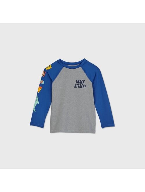 Toddler Boys' 'Snack Attack' Long Sleeve Rash Guard - Cat & Jack™ Gray/Blue