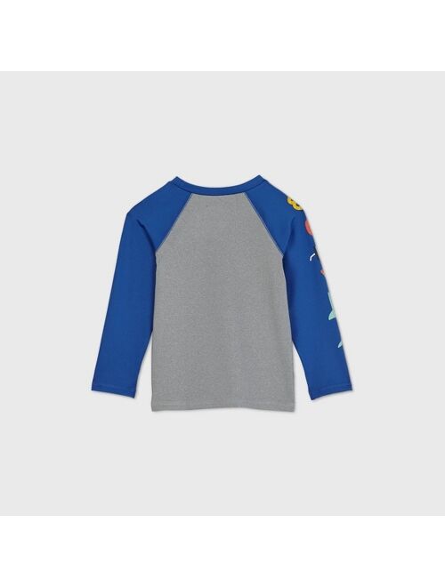 Toddler Boys' 'Snack Attack' Long Sleeve Rash Guard - Cat & Jack™ Gray/Blue