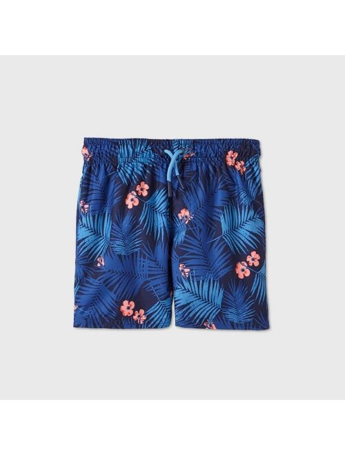 Toddler Boys' Floral Print Swim Trunks - Cat & Jack™ Blue