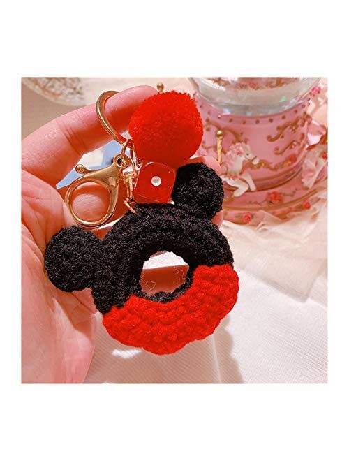 Fylsdes Cartoon Keychain Schoolbag Pendant Toy for Girl Key Chains Hand Knits Fashion Cute Keychain (Color : 2)