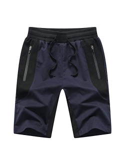 Mens Athletic Shorts with Zip Pockets