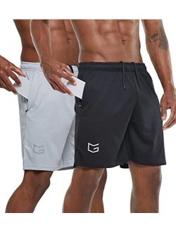 Men's 7" Workout Running Shorts Quick Dry Lightweight Gym Shorts with Zip Pockets