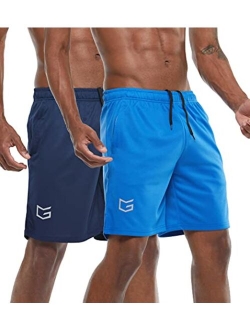 Men's 7" Workout Running Shorts Quick Dry Lightweight Gym Shorts with Zip Pockets