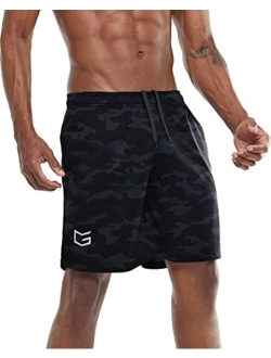 Men's 7" Workout Running Shorts Quick Dry Lightweight Gym Shorts with Zip Pockets