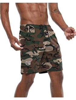 Men's 7" Workout Running Shorts Quick Dry Lightweight Gym Shorts with Zip Pockets