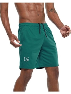 Men's 7" Workout Running Shorts Quick Dry Lightweight Gym Shorts with Zip Pockets