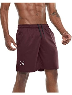 Men's 7" Workout Running Shorts Quick Dry Lightweight Gym Shorts with Zip Pockets