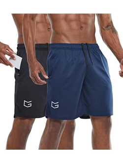 Men's 7" Workout Running Shorts Quick Dry Lightweight Gym Shorts with Zip Pockets