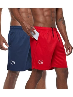 Men's 7" Workout Running Shorts Quick Dry Lightweight Gym Shorts with Zip Pockets