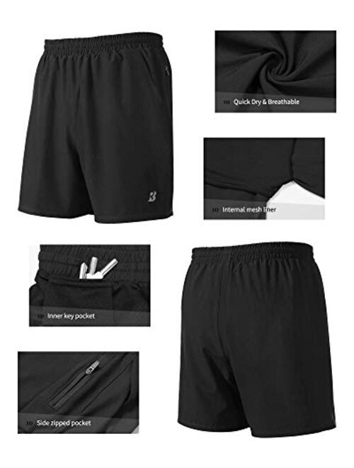 Roadbox Men's 5 Inch Running Athletic Quick Dry Shorts with Pockets for Workout Gym Exercise