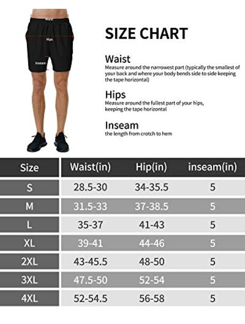 Roadbox Men's 5 Inch Running Athletic Quick Dry Shorts with Pockets for Workout Gym Exercise