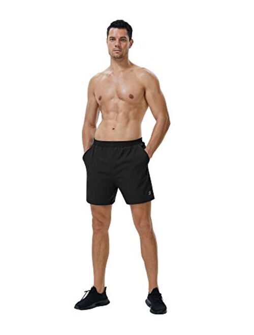 Roadbox Men's 5 Inch Running Athletic Quick Dry Shorts with Pockets for Workout Gym Exercise