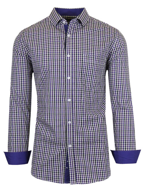 GBH Men's Long Sleeve Printed Dress Shirt With Chest Pocket