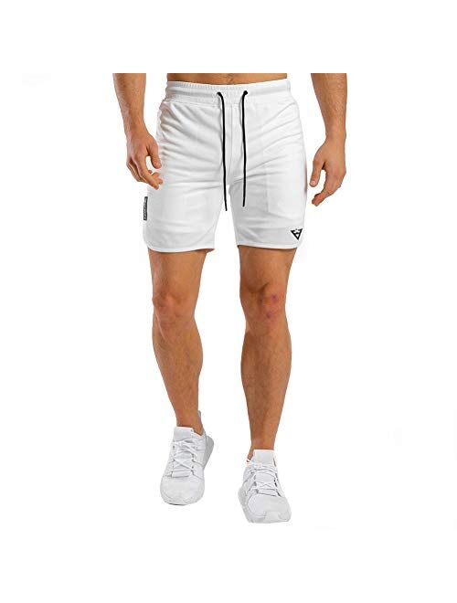 Wangdo Men's Workout Shorts 7" Running Shorts Athletic Bike Shorts Gym Shorts for Men with Zipper Pocket