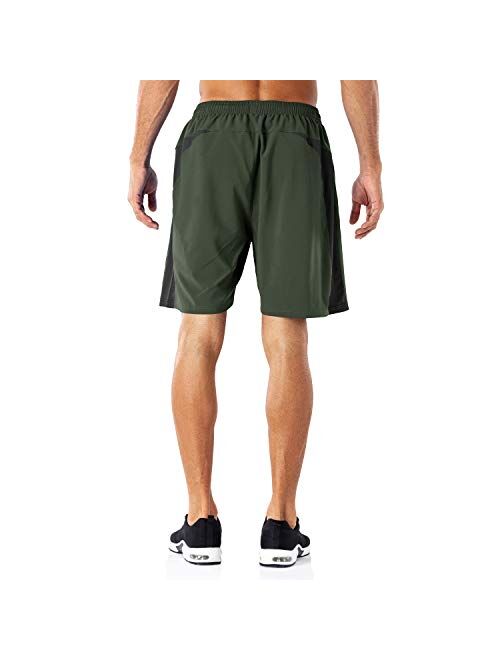 HMIYA Men's Casual Sports Quick Dry Workout Running or Gym Training Short with Zipper Pockets