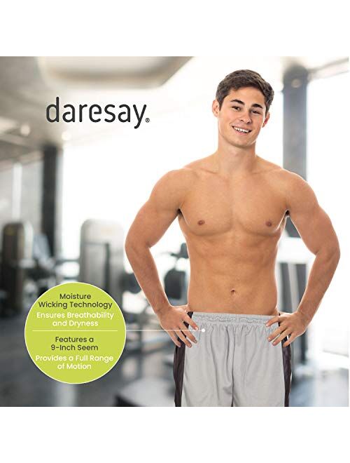 DARESAY Mens Athletic Shorts with Pockets, Workout Active Performance Shorts - 5 Pack