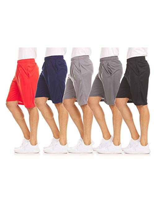 DARESAY Mens Athletic Shorts with Pockets, Workout Active Performance Shorts - 5 Pack