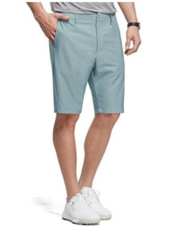 10" Golf Stretch Shorts for Men Flat Front Active Waistband Quick Dry Lightweight Casual Shorts with Zipper Pockets