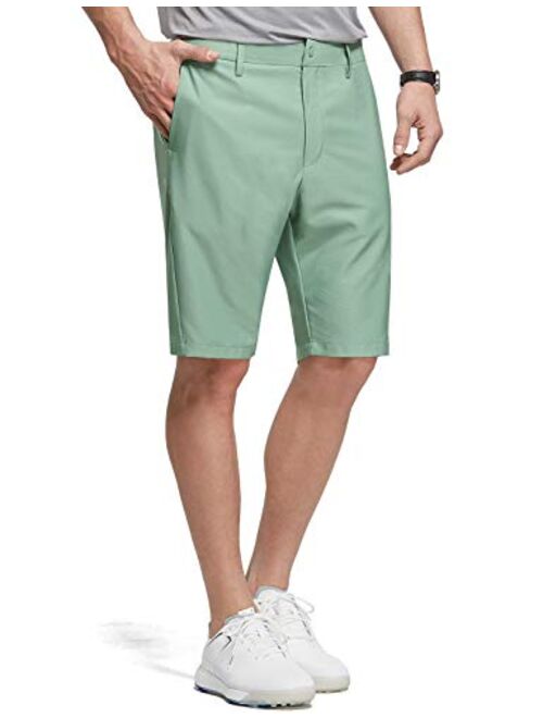 BALEAF 10" Golf Stretch Shorts for Men Flat Front Active Waistband Quick Dry Lightweight Casual Shorts with Zipper Pockets