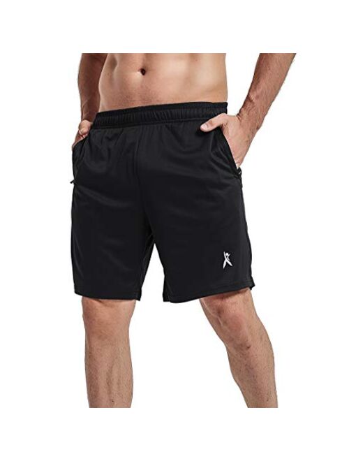 Priessei Men's 7" Workout Running Shorts Athletic Lightweight Gym Shorts with Zip Pockets