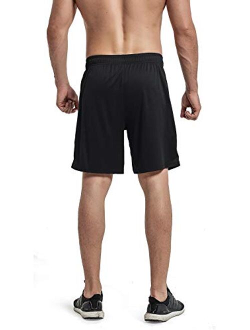 Priessei Men's 7" Workout Running Shorts Athletic Lightweight Gym Shorts with Zip Pockets