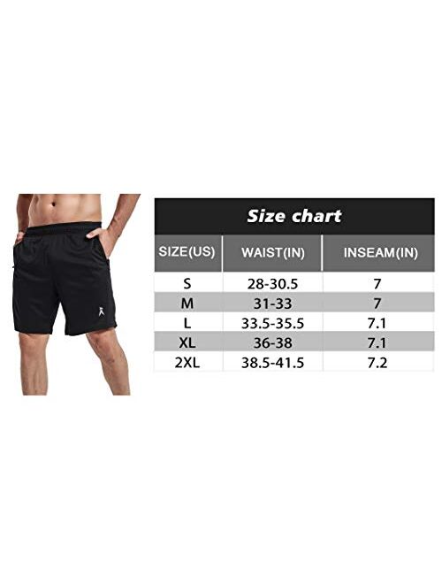 Priessei Men's 7" Workout Running Shorts Athletic Lightweight Gym Shorts with Zip Pockets