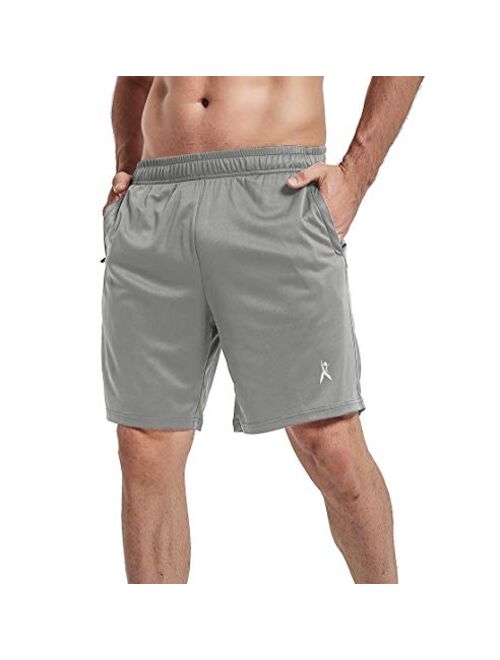 Priessei Men's 7" Workout Running Shorts Athletic Lightweight Gym Shorts with Zip Pockets