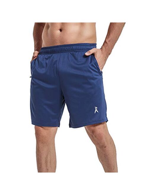 Priessei Men's 7" Workout Running Shorts Athletic Lightweight Gym Shorts with Zip Pockets