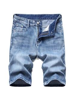 FHQueen Men's Jeans Shorts Summer Denim Shorts Classic Fit Casual Distressed Short Pants with Pockets