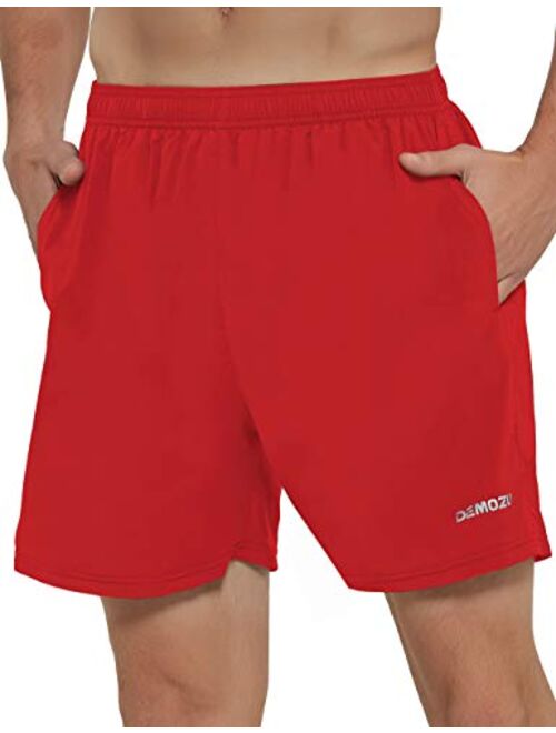 DEMOZU Men's 5 Inch Running Shorts Quick Dry Workout Athletic Gym Training Shorts with Pockets