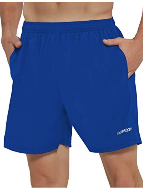 DEMOZU Men's 5 Inch Running Shorts Quick Dry Workout Athletic Gym Training Shorts with Pockets