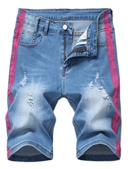 Lavnis Men's Ripped Jean Shorts Casual Distressed Denim Shorts Summer Short Pants with Pockets