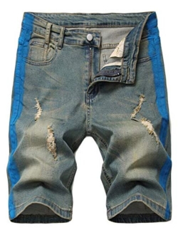 Lavnis Men's Ripped Jean Shorts Casual Distressed Denim Shorts Summer Short Pants with Pockets